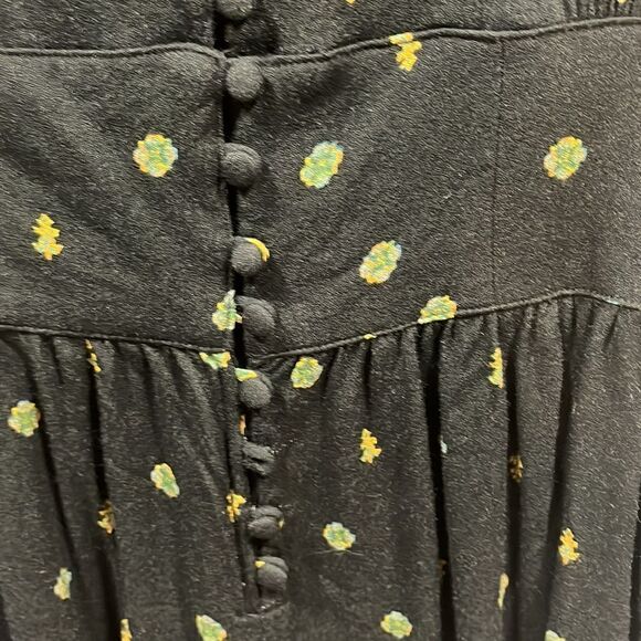 Free People love grows keyhole black button down playsuit romper - Picture 4 of 8